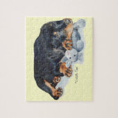 cute puppy rottweiler cuddling teddy bear puzzle (Vertikal)