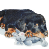cute puppy rottweiler cuddling teddy bear puzzle