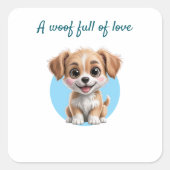 Cute Puppy Square Stickers with Custom Text (Vorderseite)