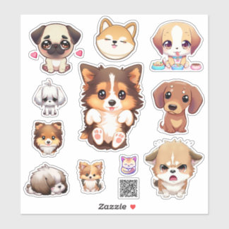 cute puppy stickers aufkleber