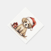 Cute Puppy Wearing a Santa Hat Dog Christmas Serviette (Ecke)