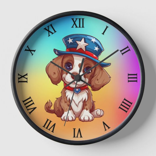 Cute Puppy wearing American Hat-71009 Uhr (Vorderseite)