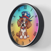 Cute Puppy wearing American Hat-71009 Uhr (Winkel)