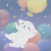 Cute Puppy with Balloons & Stars Aufkleber (Vorderseite)