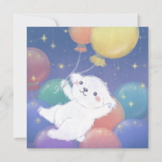 Cute Puppy with Balloons & Stars Einladung