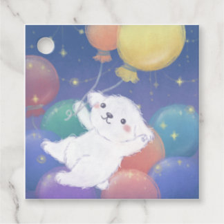 Cute Puppy with Balloons & Stars Geschenkanhänger