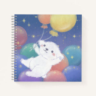 Cute Puppy with Balloons & Stars Notizblock