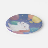 Cute Puppy with Balloons & Stars Pappteller (Schrägansicht)
