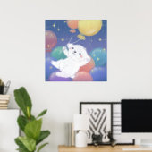 Cute Puppy with Balloons & Stars Poster (Heimbüro)