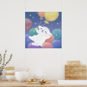 Cute Puppy with Balloons & Stars Poster (Küche)