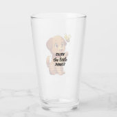Cute Puppy with Bee Cartoon Drinking Glass Glas (Rückseite)