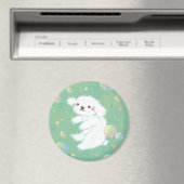 Cute Puppy with Bubbles and Flowers Magnet (In Situ (Geschirrspüler))
