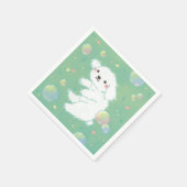 Cute Puppy with Bubbles and Flowers Serviette (Ecke)