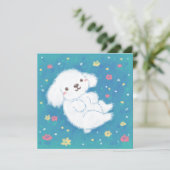 Cute Puppy with Flowers Dankeskarte (Stehend Vorderseite)