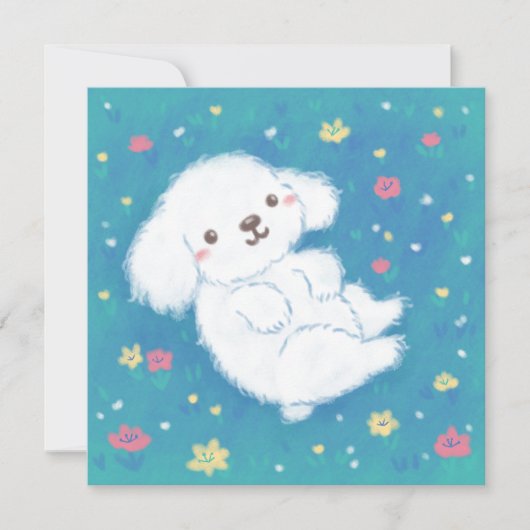 Cute Puppy with Flowers Dankeskarte (Vorderseite)