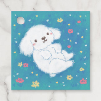 Cute Puppy with Flowers Geschenkanhänger