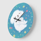 Cute Puppy with Flowers Große Wanduhr (Winkel)