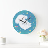 Cute Puppy with Flowers Große Wanduhr (Zuhause)