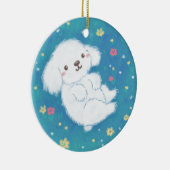 Cute Puppy with Flowers Keramik Ornament (Rechts)