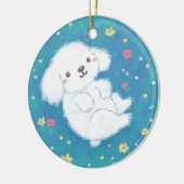 Cute Puppy with Flowers Keramik Ornament (Links)