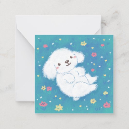 Cute Puppy with Flowers Mitteilungskarte (Vorderseite)