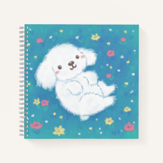 Cute Puppy with Flowers Notizblock