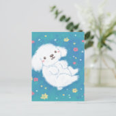 Cute Puppy with Flowers Postkarte (Stehend Vorderseite)