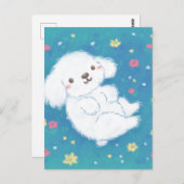 Cute Puppy with Flowers Postkarte (Vorne/Hinten)