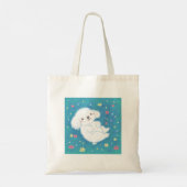 Cute Puppy with Flowers Tragetasche (Rückseite)