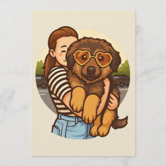 Cute Puppy with Heart Sunglasses Einladung