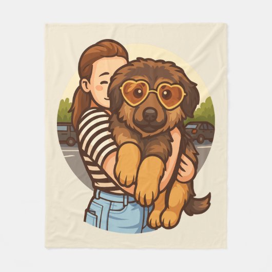 Cute Puppy with Heart Sunglasses Fleecedecke (Vorderseite)