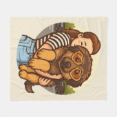 Cute Puppy with Heart Sunglasses Fleecedecke (Vorderseite (Horizontal))