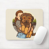 Cute Puppy with Heart Sunglasses Mousepad (Mit Mouse)