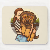 Cute Puppy with Heart Sunglasses Mousepad (Vorne)