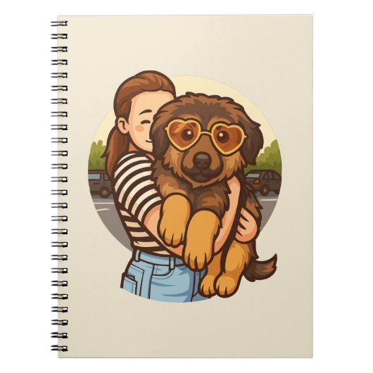 Cute Puppy with Heart Sunglasses Notizblock (Vorderseite)