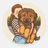 Cute Puppy with Heart Sunglasses Runder Aufkleber (Vorderseite)