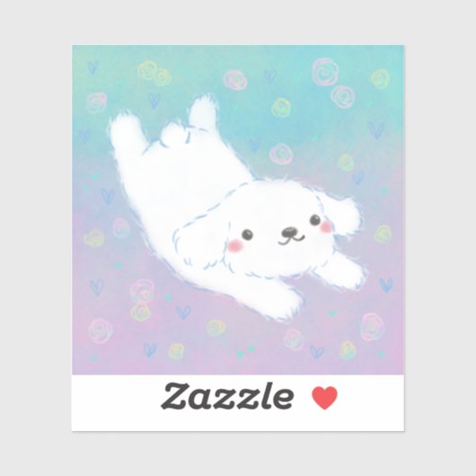 Cute Puppy with Pastel Flowers Aufkleber (Blatt)