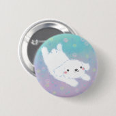 Cute Puppy with Pastel Flowers Button (Vorne & Hinten)