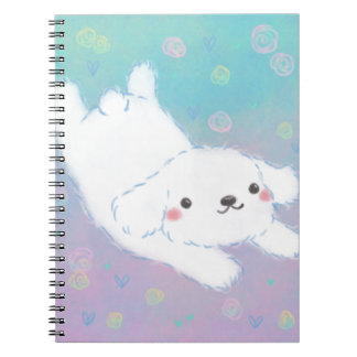 Cute Puppy with Pastel Flowers Notizblock
