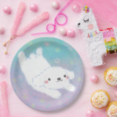 Cute Puppy with Pastel Flowers Pappteller (Party)