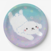 Cute Puppy with Pastel Flowers Pappteller (Vorderseite)