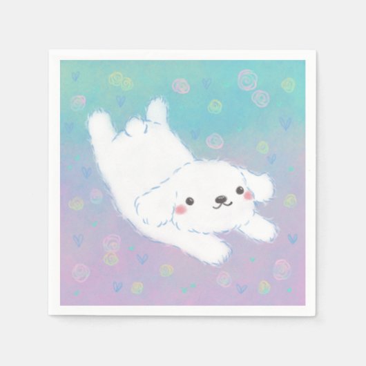 Cute Puppy with Pastel Flowers Serviette (Vorderseite)