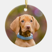 Cute puppyeyed Hungarian Vizsla Dog Puppy Photo , Keramikornament (Vorne)