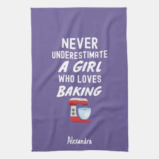 Cute Purple Baking Gift For Kids Little Girl Baker Geschirrtuch (Vertikal)