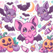 Cute purple bats halloween candy aufkleber (Vorderseite)