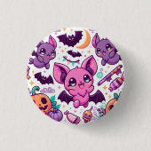 Cute purple bats halloween candy button (Vorderseite)
