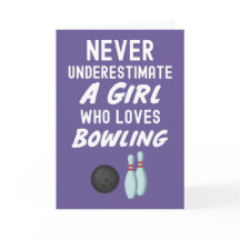 Cute Purple Bowling Cards For Baby Girls Kids 