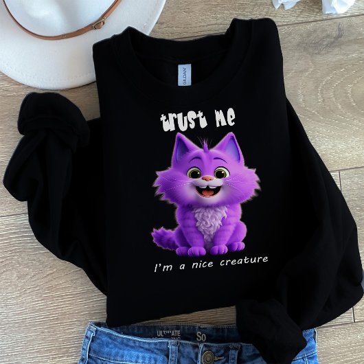 Cute Purple Cat | Trust Me I'm a Nice Creature  Sweatshirt