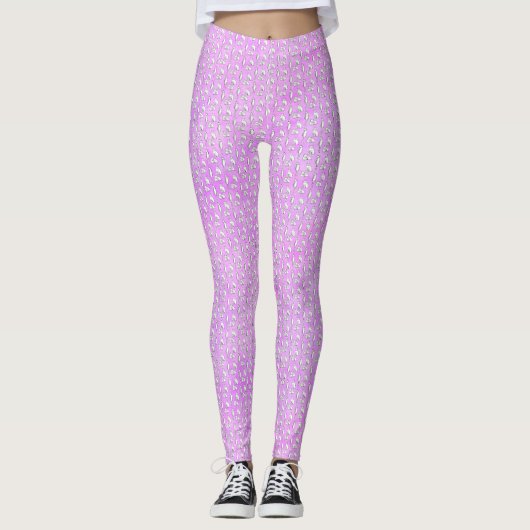 Cute Purple Cats Whimsical Patterned Leggings (Vorderseite)