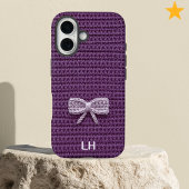 Cute Purple Crochet Bow Yarn Custom Name Case-Mate iPhone Hülle